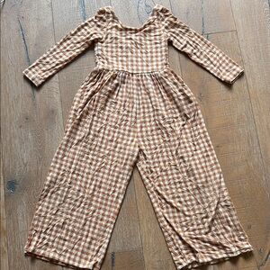 SweetHoney Tan Checkered Jumpsuit